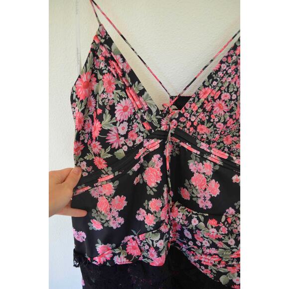 For Love & Lemons Rosalyn Pink Floral Ruffled Formal Strappy V Neck Maxi Dress - Picture 3 of 5